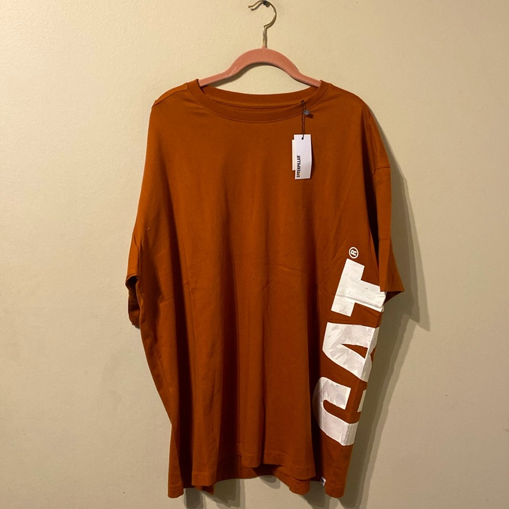 Unisex Cotton Brown Short Sleeve Crew Neck Caterpillar Shirt sz XL New NWT